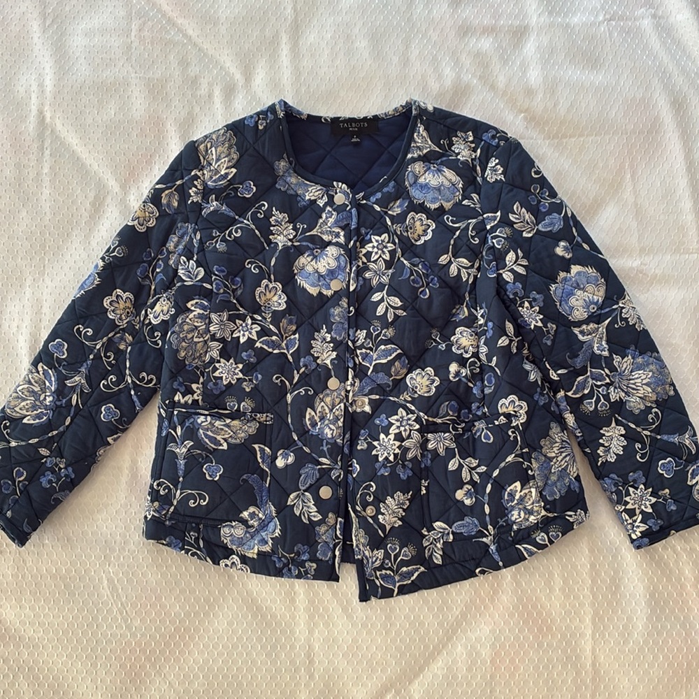 Talbots Petite Jacobean Quilted Jacket EUC NEW PRICE!!